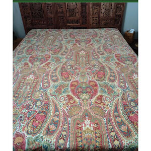 Pottery Barn Rosalie‎ Duvet Cover Red King 3 Euro Shams Floral Paisley 4pc Rare